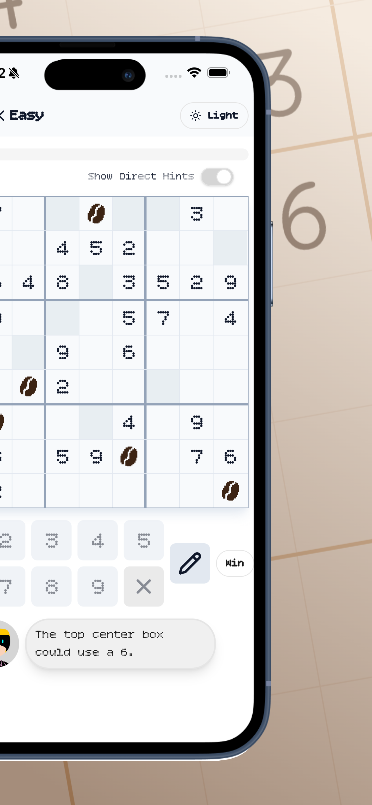 Coffee Sudoku special mode preview on a phone screen